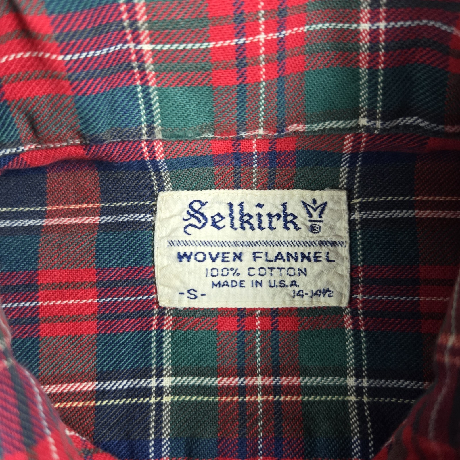 Vintage Selkirk Shirt Mens Small Red 70s 80s Button Up Plaid Woven Flannel USA