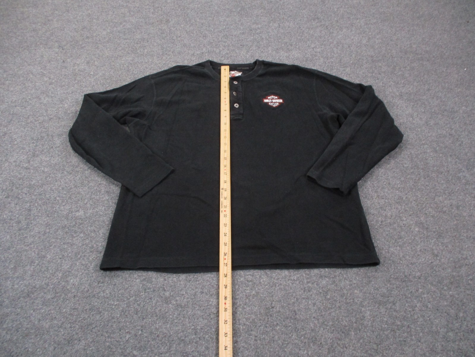 Harley Davidson Shirt Mens XL Black Biker Henley Woven Casual Pullover Y2K