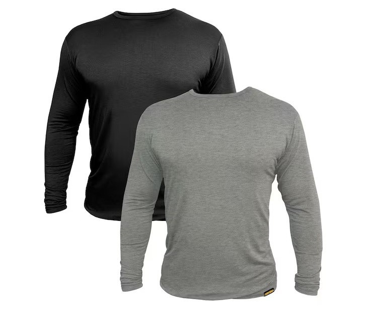 Firm Grip Men’s Base Layer Long Sleeve Shirt (2-Pack) Medium