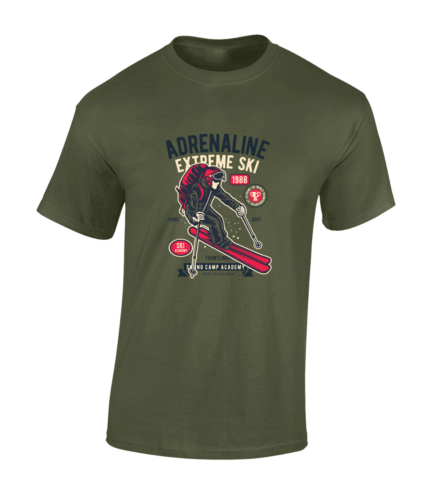 ADRENALINE EXTREME SKI MENS T SHIRT SKIING DESIGN COOL HOLIDAY CLOTHING GIFT TOP