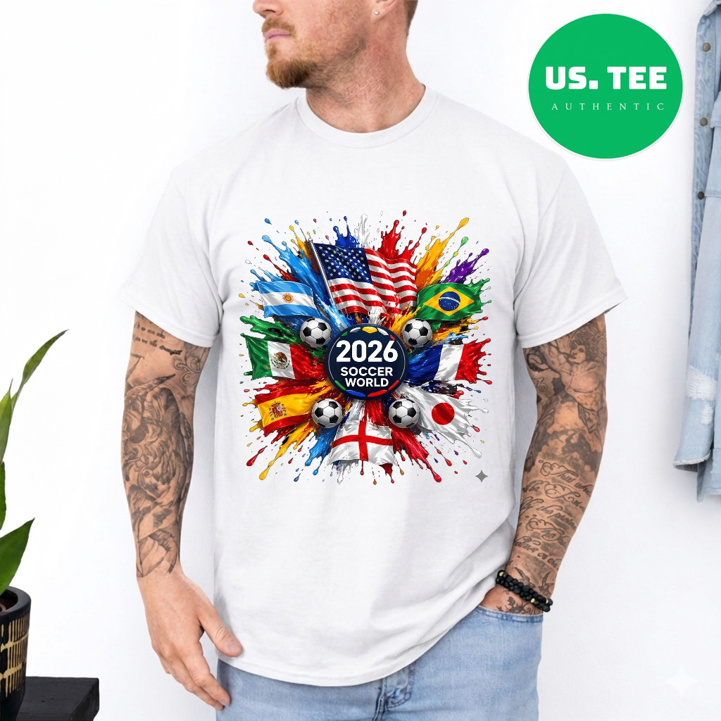 World Soccer 2026 Shirt, 2026 Cup USA Canada Mexico Adults Tshirt,Soccer Fan Tee