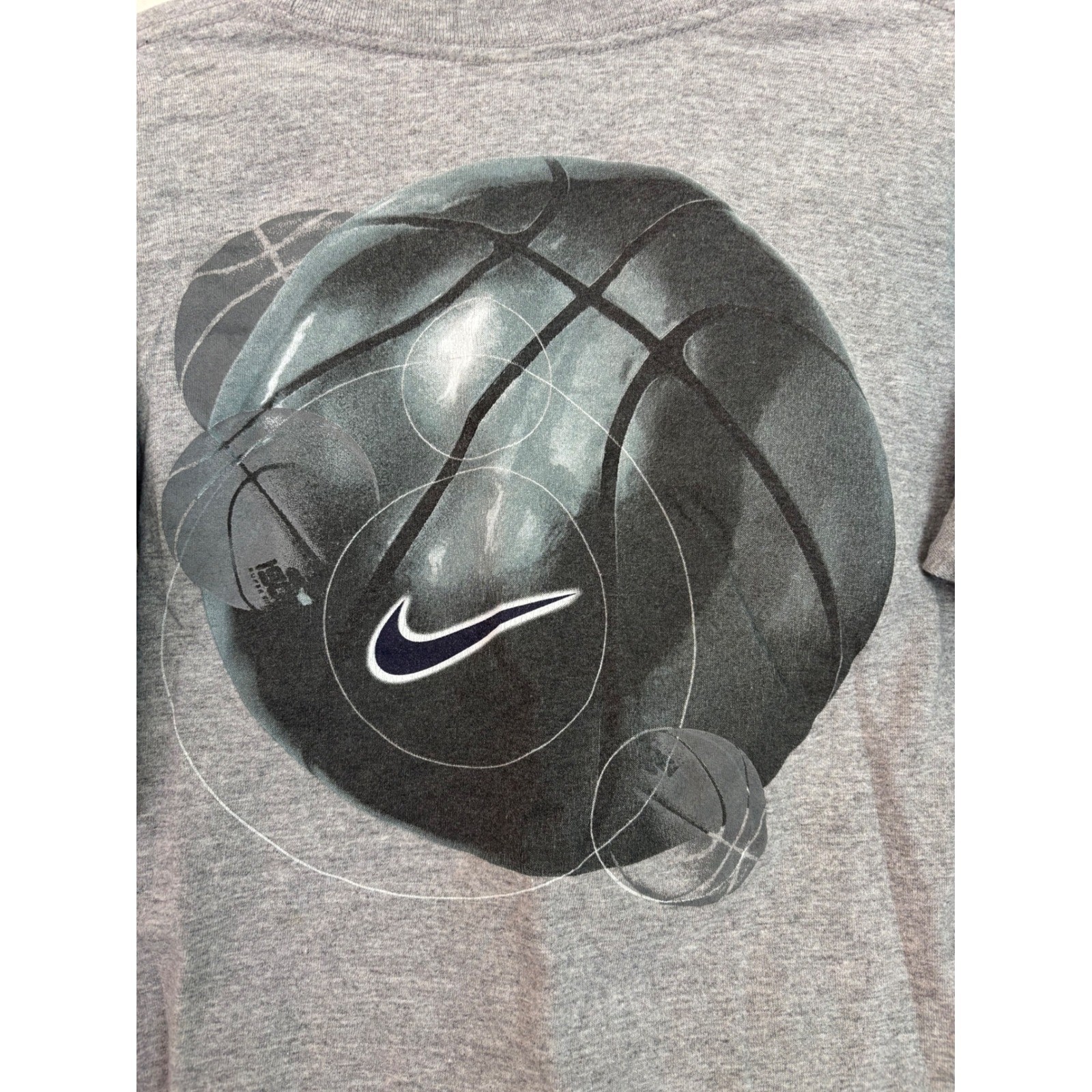 Nike Hoops Long Sleeve Graphic Tee Gray Basketball Shirt Y2K Silver Tag Mens L