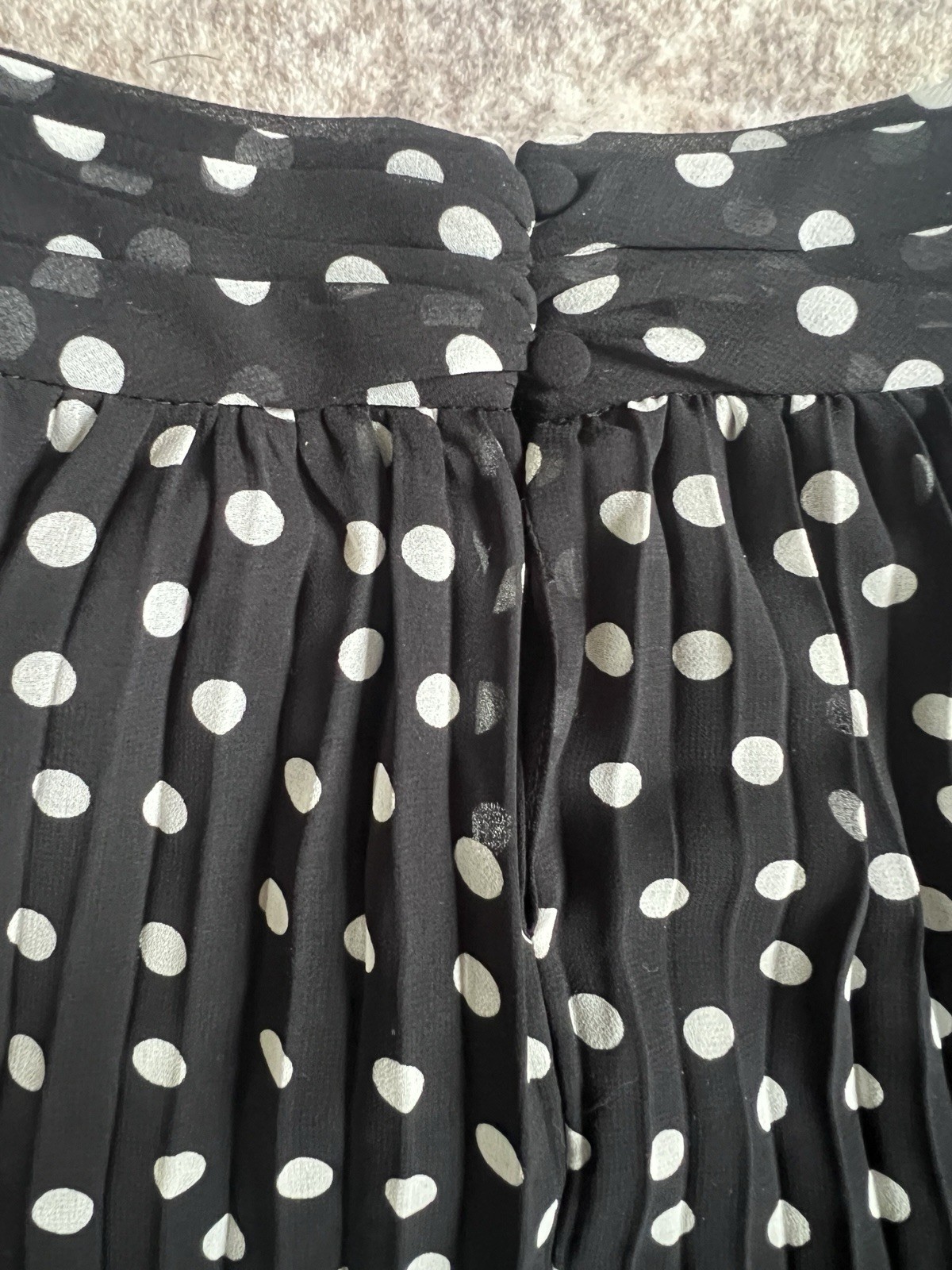 Karllagerfeld Blouse Women Medium Pleated Shirt Black White Polka Dot Top