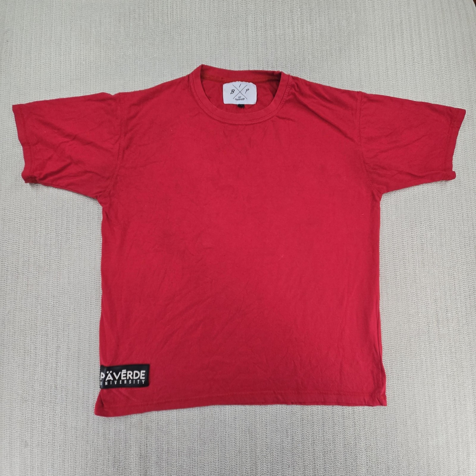 No Handouts Shirt Mens XL Red Paverde University Crest Patch Graphic Logo Tee