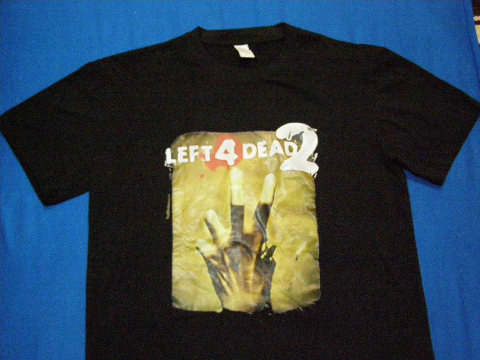 Left 4 Dead 2 FPS Video Game Promo T-Shirt Glossy Transfer Black Shirt Size L