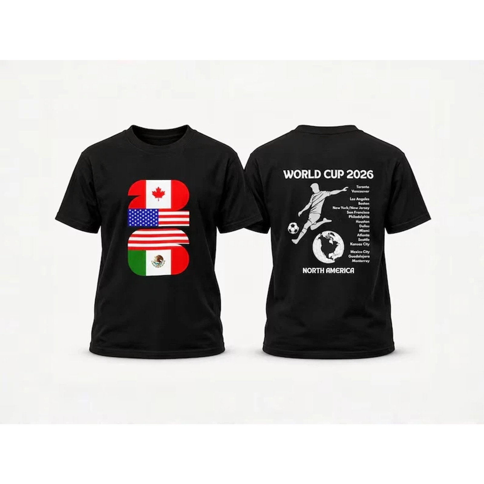 World Cup Soccer Shirt 2026, Kids/adult Football Tee with Host Countries