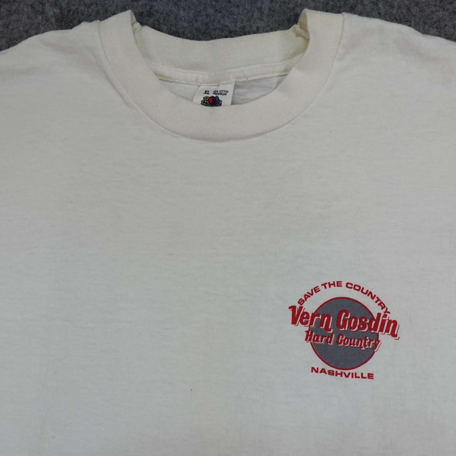 Vintage Vern Gosdin Shirt Mens XL White Hard Country Chiseled In Stone 80s Tee