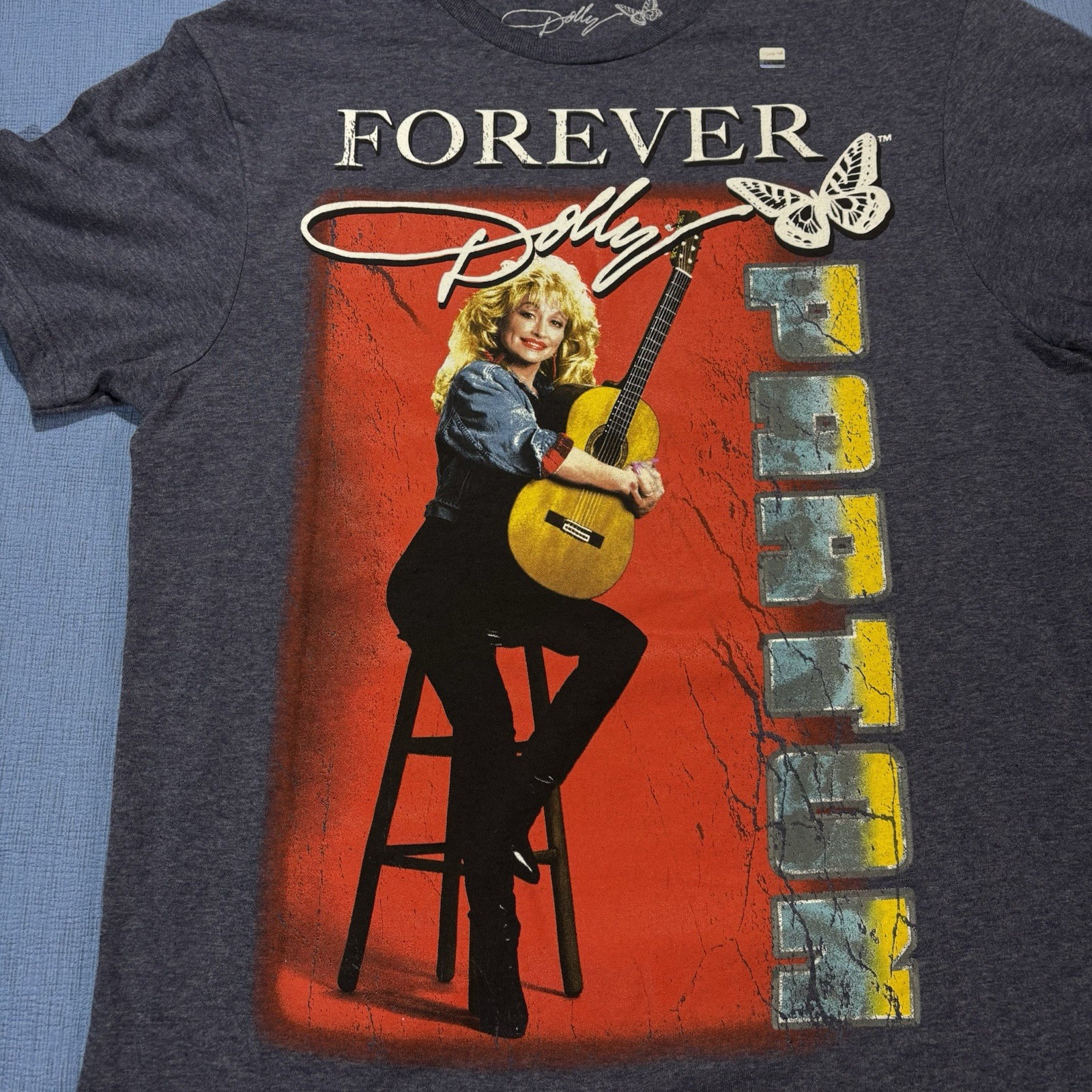 Dolly Parton Forever Adult Size Small Heather Blue Graphic T-Shirt Country
