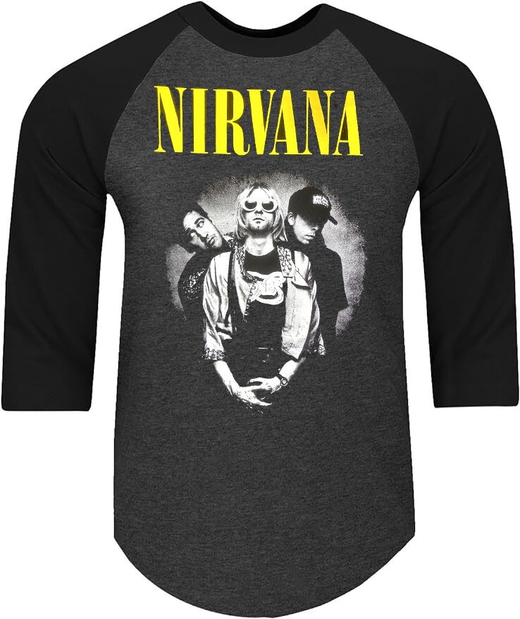 NIRVANA TRIO PUNK ROCK SHIRT RAGLAN 3/4 SLEEVE (Multiple Variations)