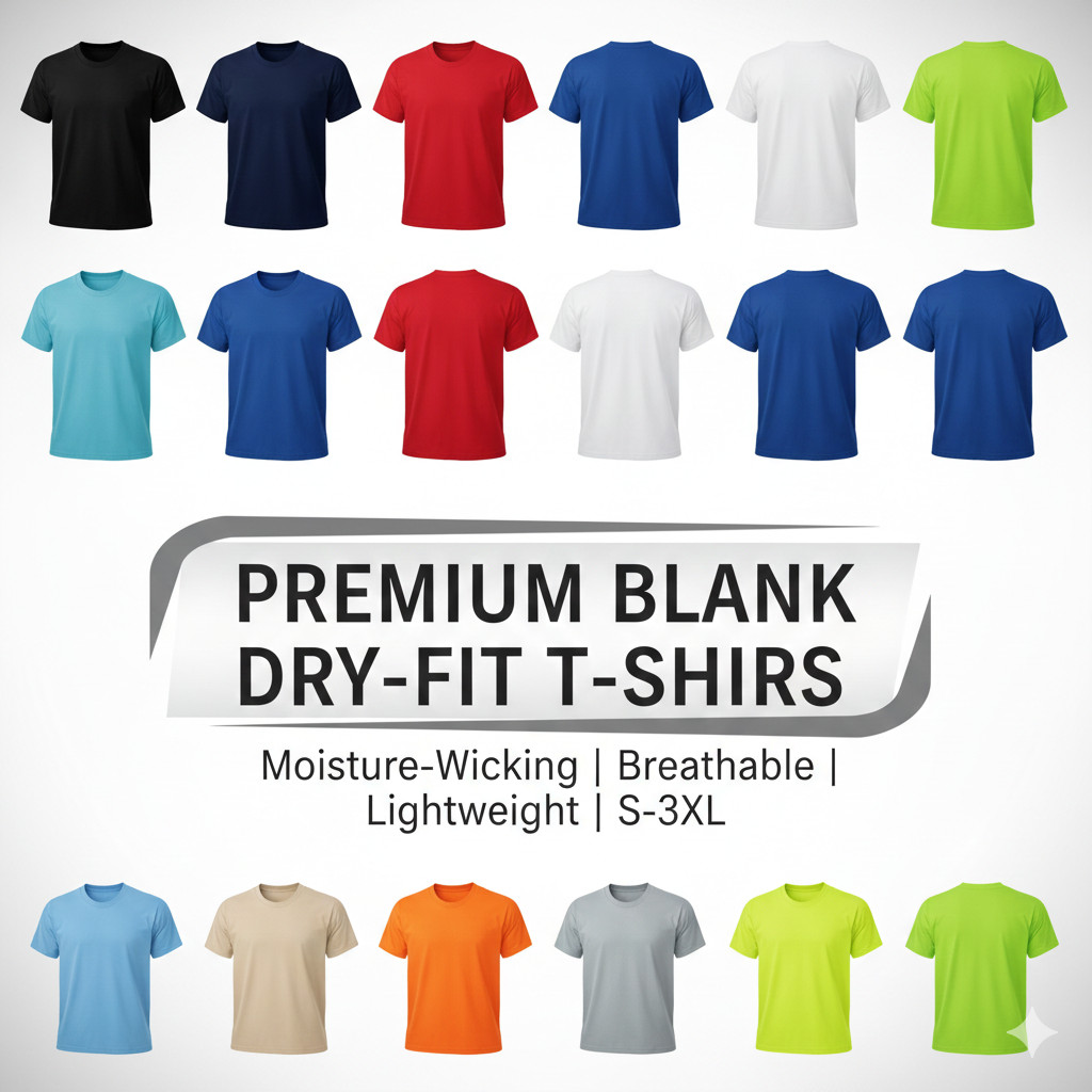 Blank Dry Fit T-Shirt Unisex Performance Athletic Tee Moisture Wicking S-3XL