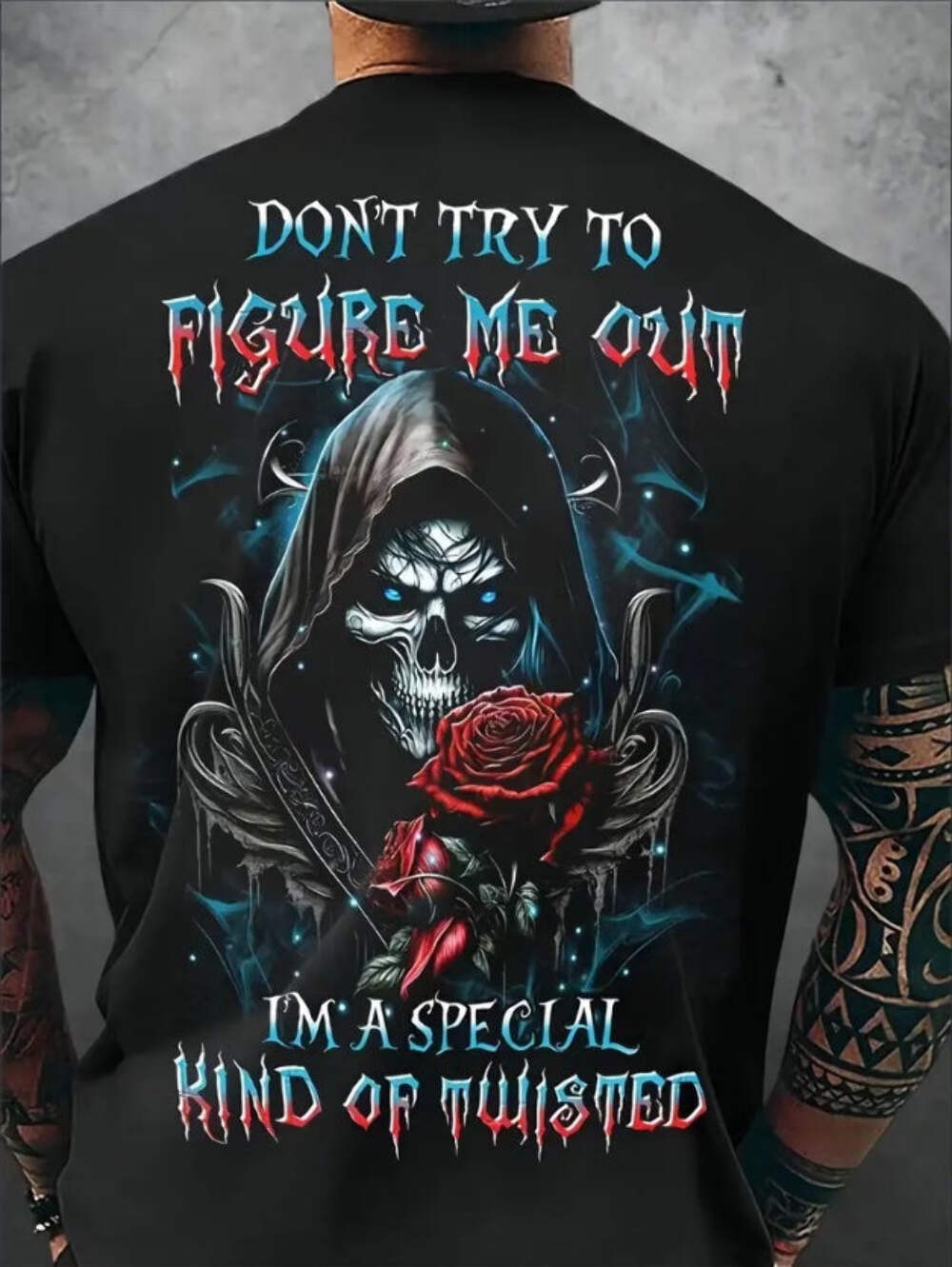 Mens Rose Graphic Print Short Sleeve Crew Neck T-Shirt – Soft Slight Stretch Pol