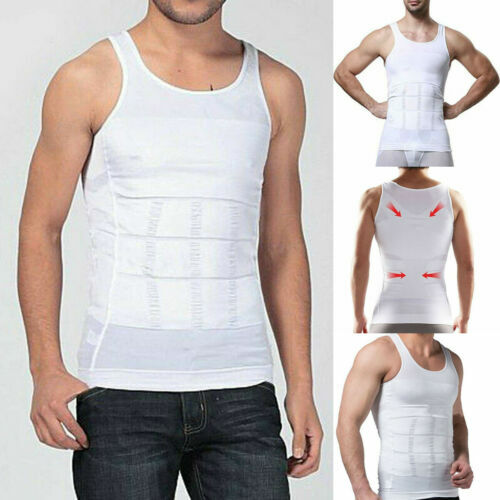 Men Slimming Body Shaper Abs Abdomen Compression Vest Workout Tank Tops Shirts