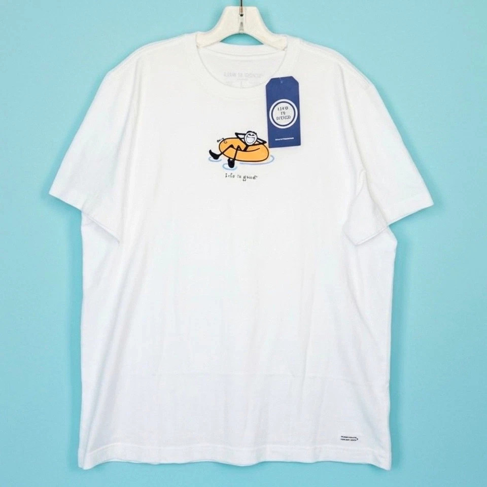 Life is Good Mens Crusher Tee White Inner Tube Jake Graphic T-Shirt-Choose Size