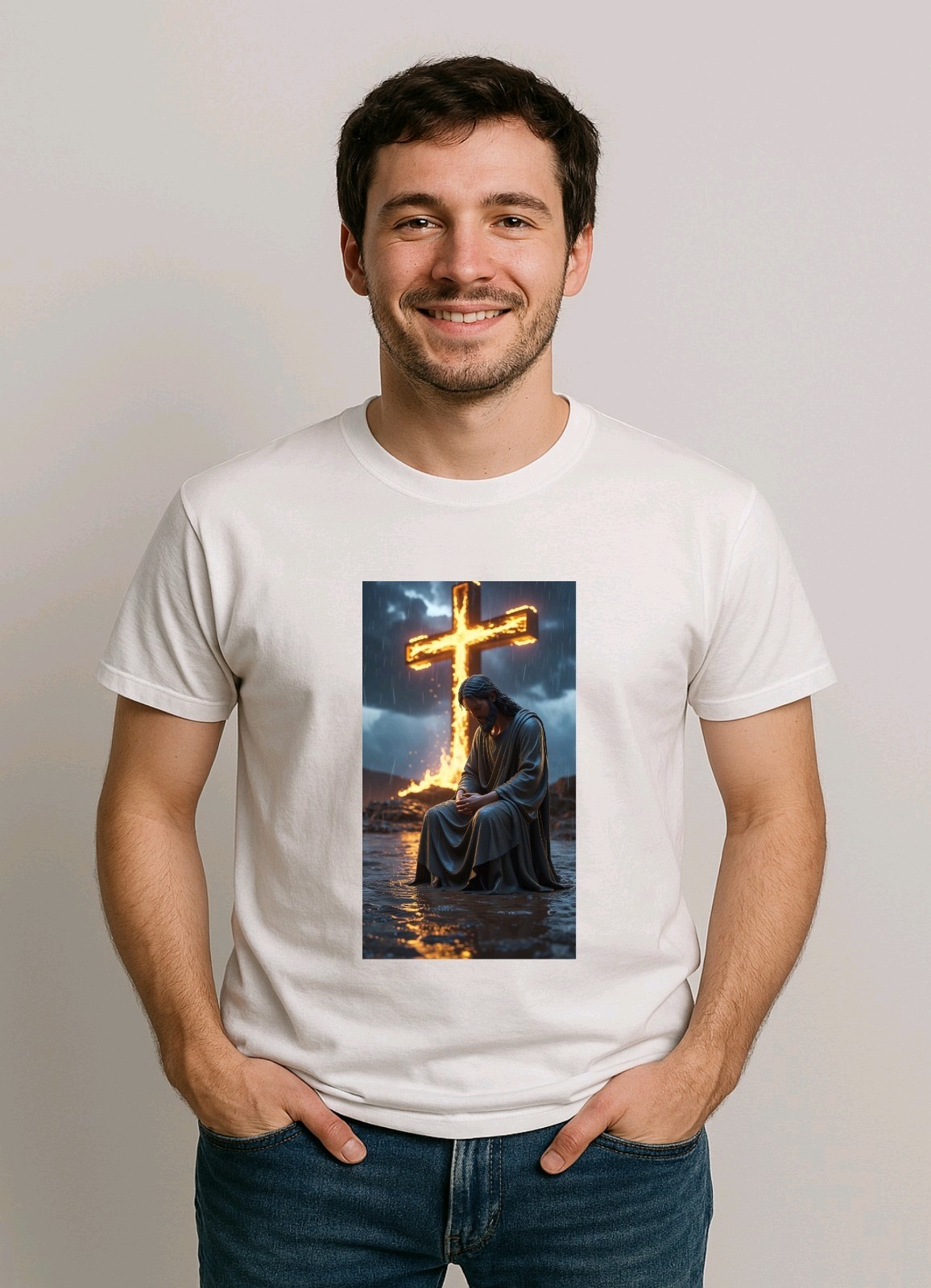 Set of two t-shirts allegorical to God, printed in DTF