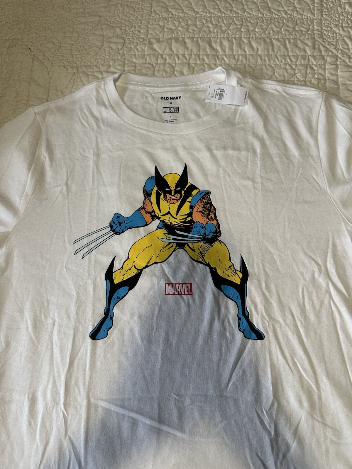 Old Navy x Marvel Wolverine White Graphic Print Logo Men’s Crew Neck T-Shirt L