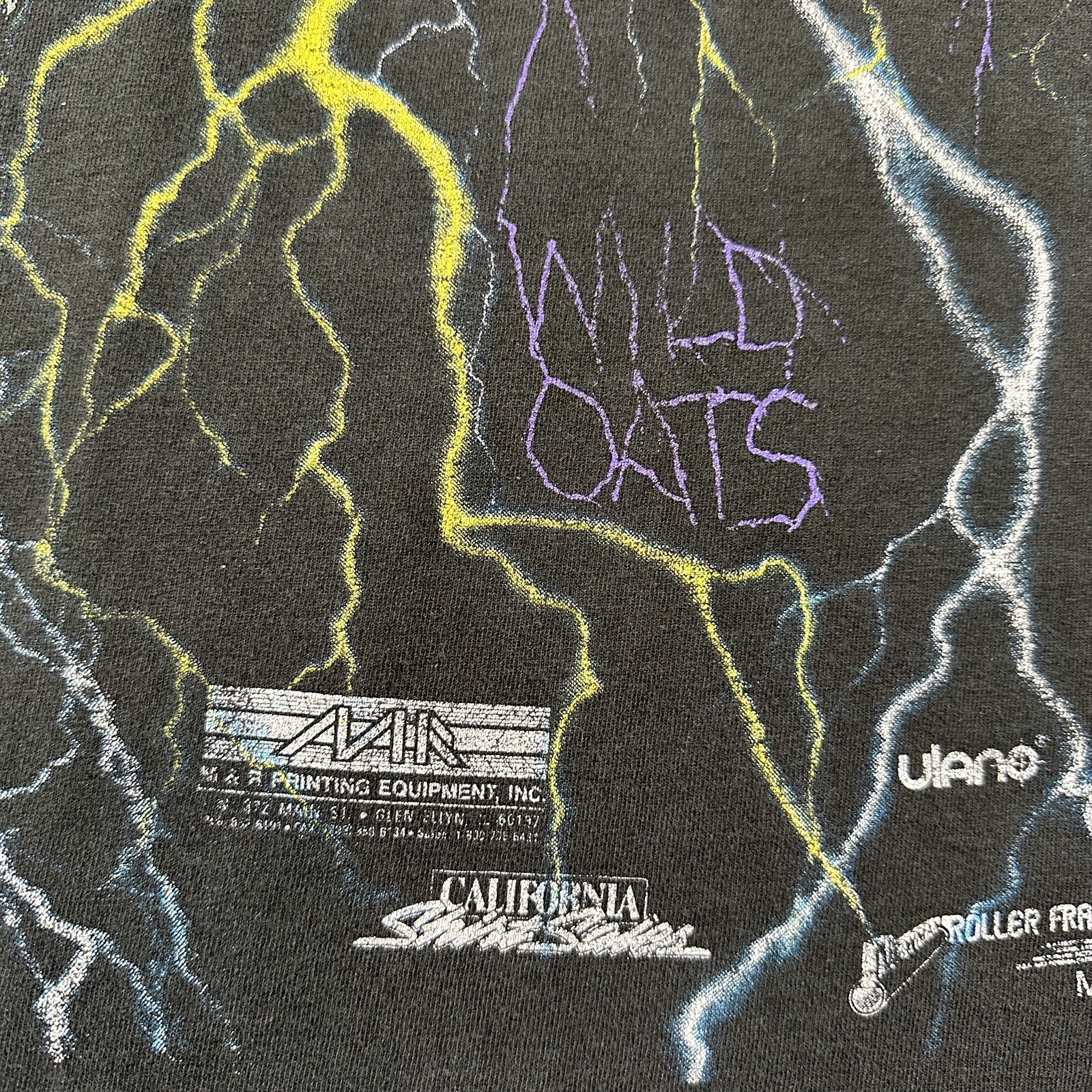 Vintage Wild Oats Lightning Test Print Shirt – Sz XL – AOP Rare See Pics