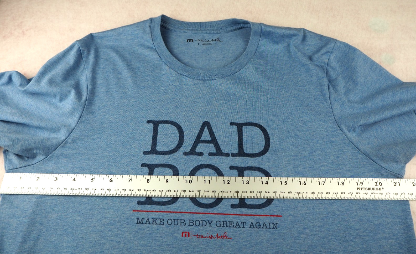 Travis Matthew DAD BOD MAKE OUR BODY GREAT AGAIN Blue Short Sleeve T Shirt Sz L