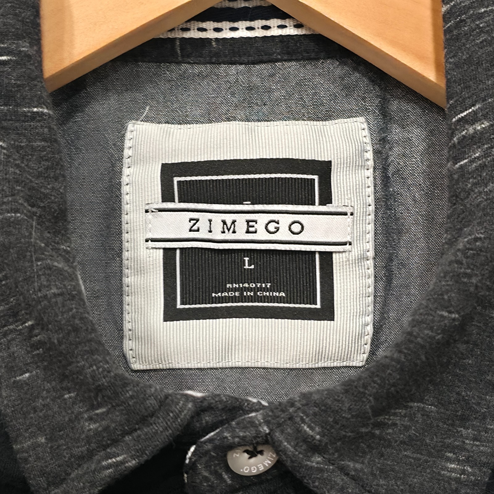 Zimego Mens Black Long Sleeve Pullover Quarter Button Flip Cuff Shirt Size Large