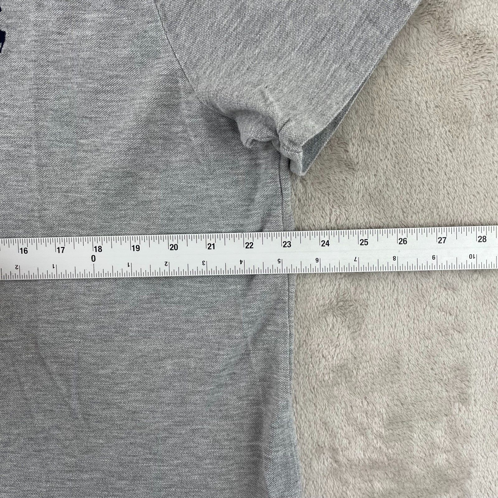 Polo Ralph Lauren T Shirt Men XL Grey Contrast Collar Short Sleeve Blue Pony