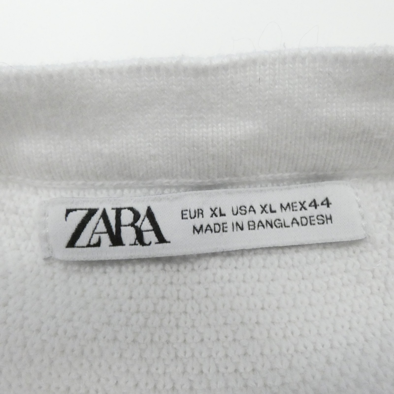 Zara Mens Knitted T Shirt White Textured Crew Neck size XL