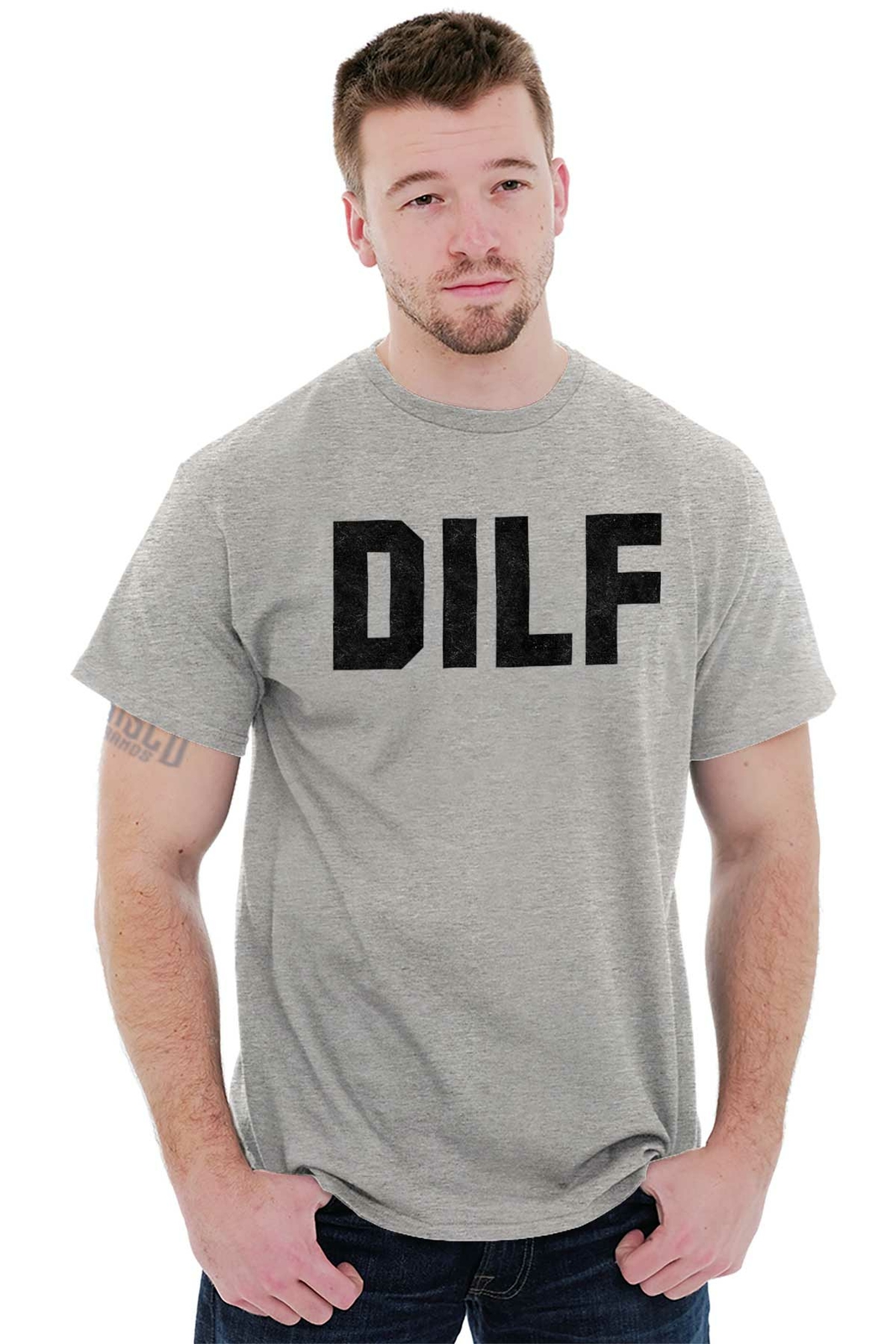 DILF Funny Crude Husband Graphic Novelty Mens Short Sleeve Crewneck Tee