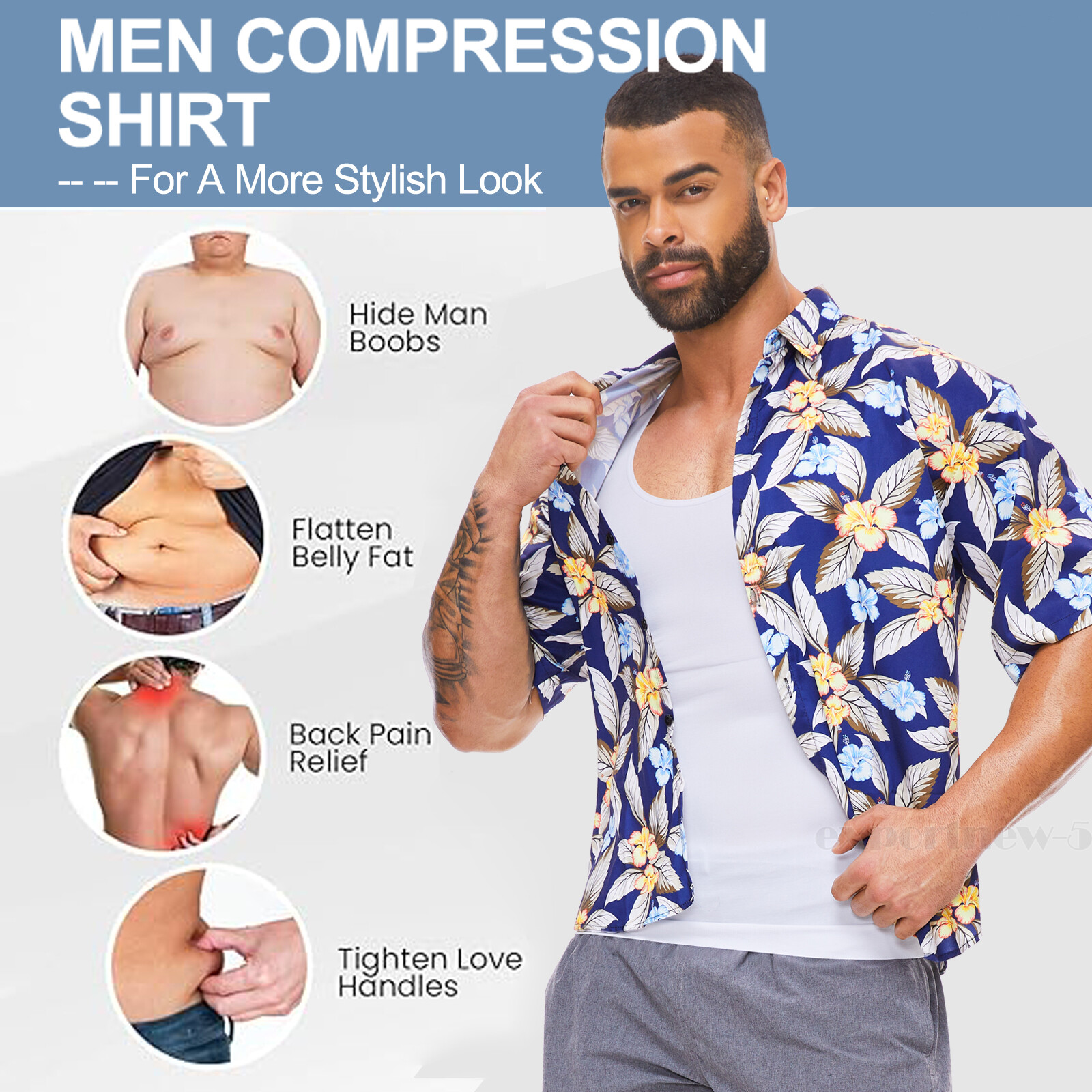 Men’s Body Shaper Gynecomastia Compression Ionic Shaping Shirt Slimming Tank Top