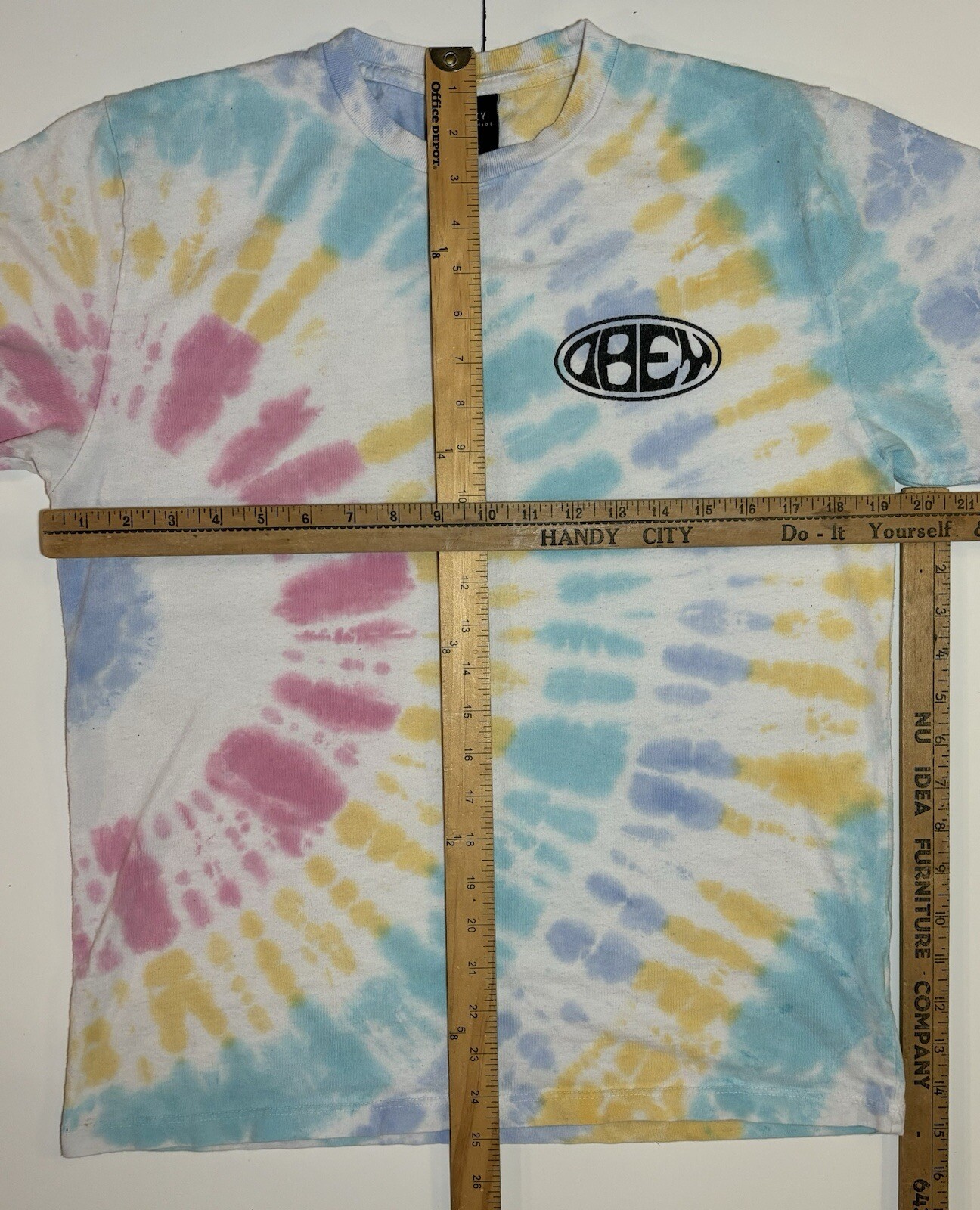 VTG Obey Worldwide Tie Dye Front Back AOP Y2K Tee T Shirt Men’s Small Political