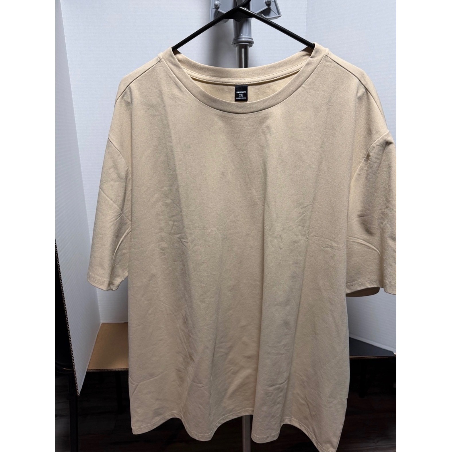 Manfinity Mens 3 Pack Crewneck T-Shirts 2XL Short Sleeve Black Grey Beige Bundle