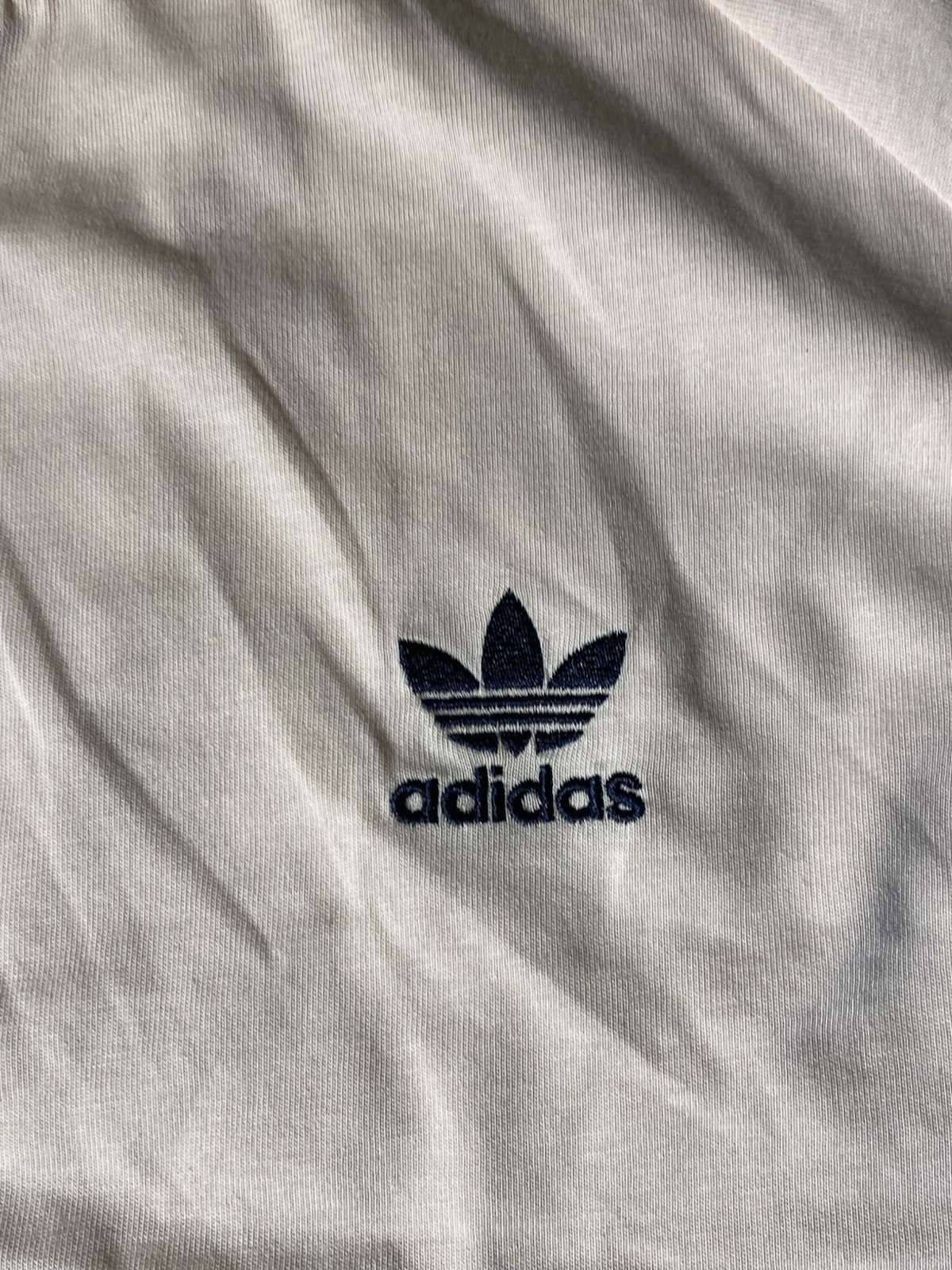 Adidas Originals T-Shirt Men’s Cream Pink Navy 3 Stripe Short Sleeve Trefoil Tee