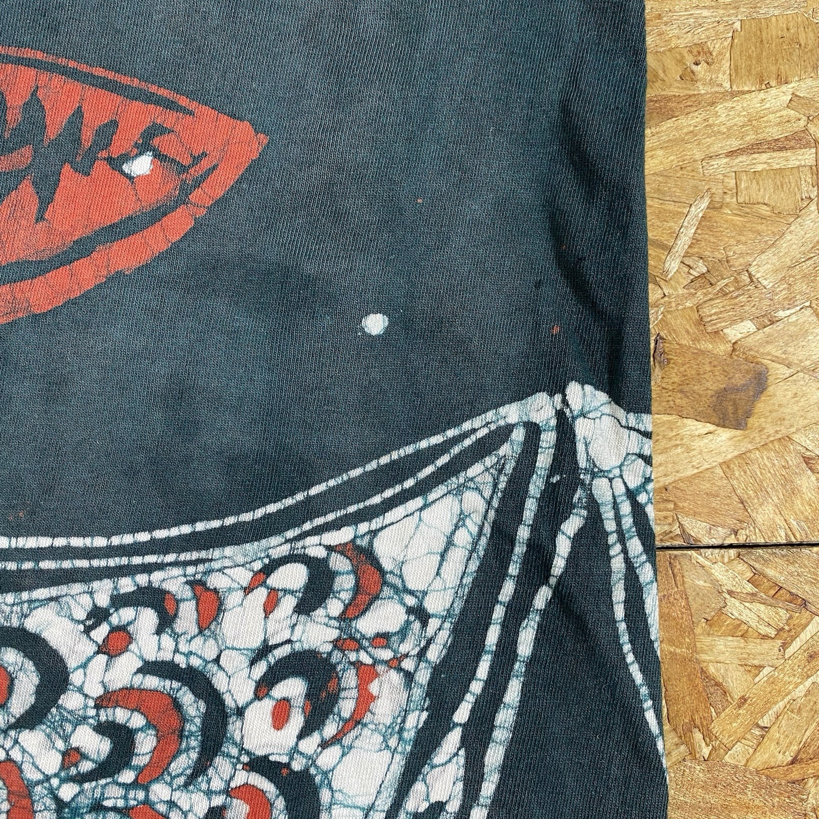 Vintage 90s Batik Bleach Dye Art Single Stitch All Over Print Shirt Size XL