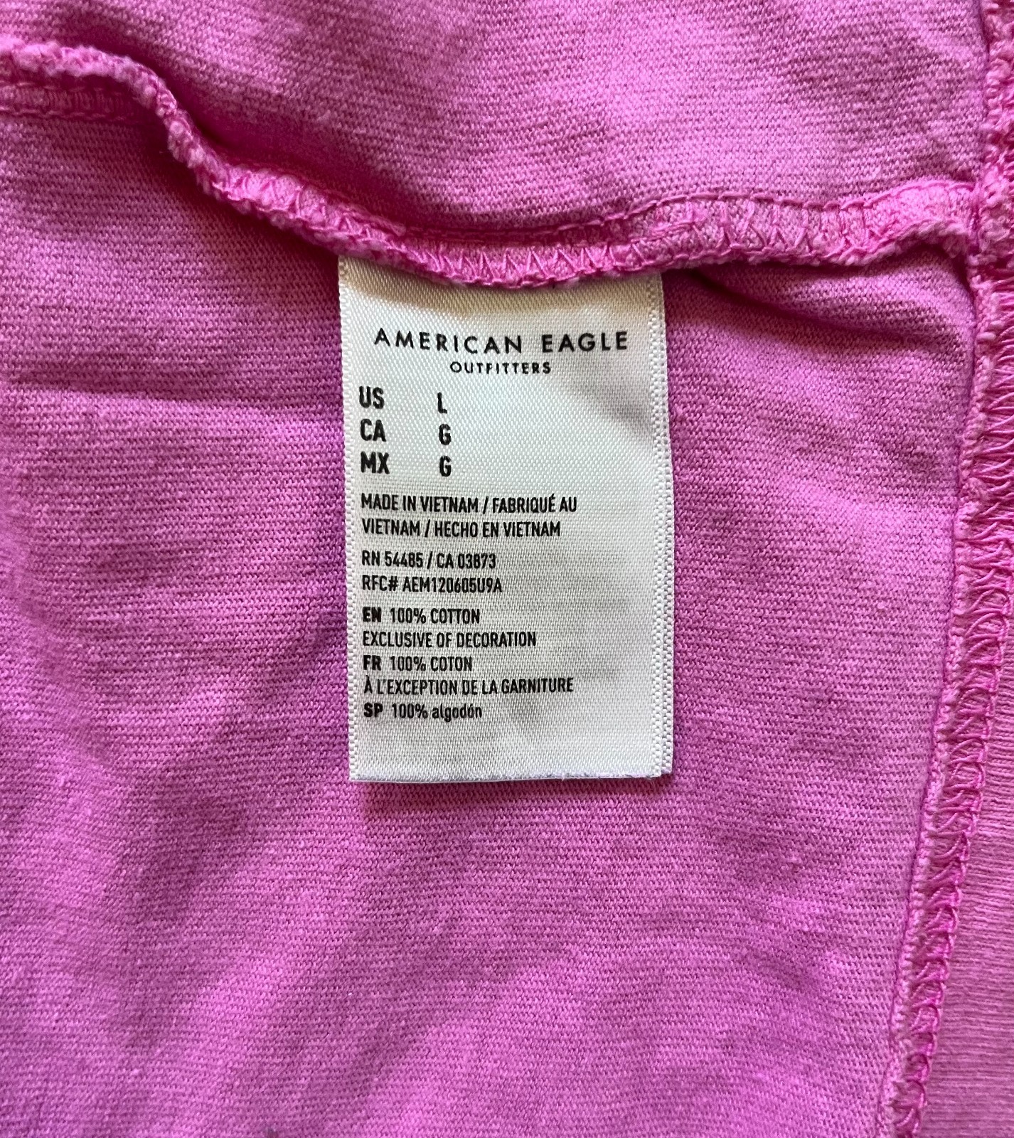 American Eagle Neon Pink Dip Dye Effect Heavy Cotton Pocket Tee Mens T-Shirt L