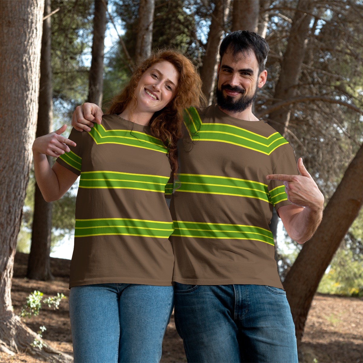 Cobain Look Brown Shirt Green Stripes T-shirt Sweater Tribute