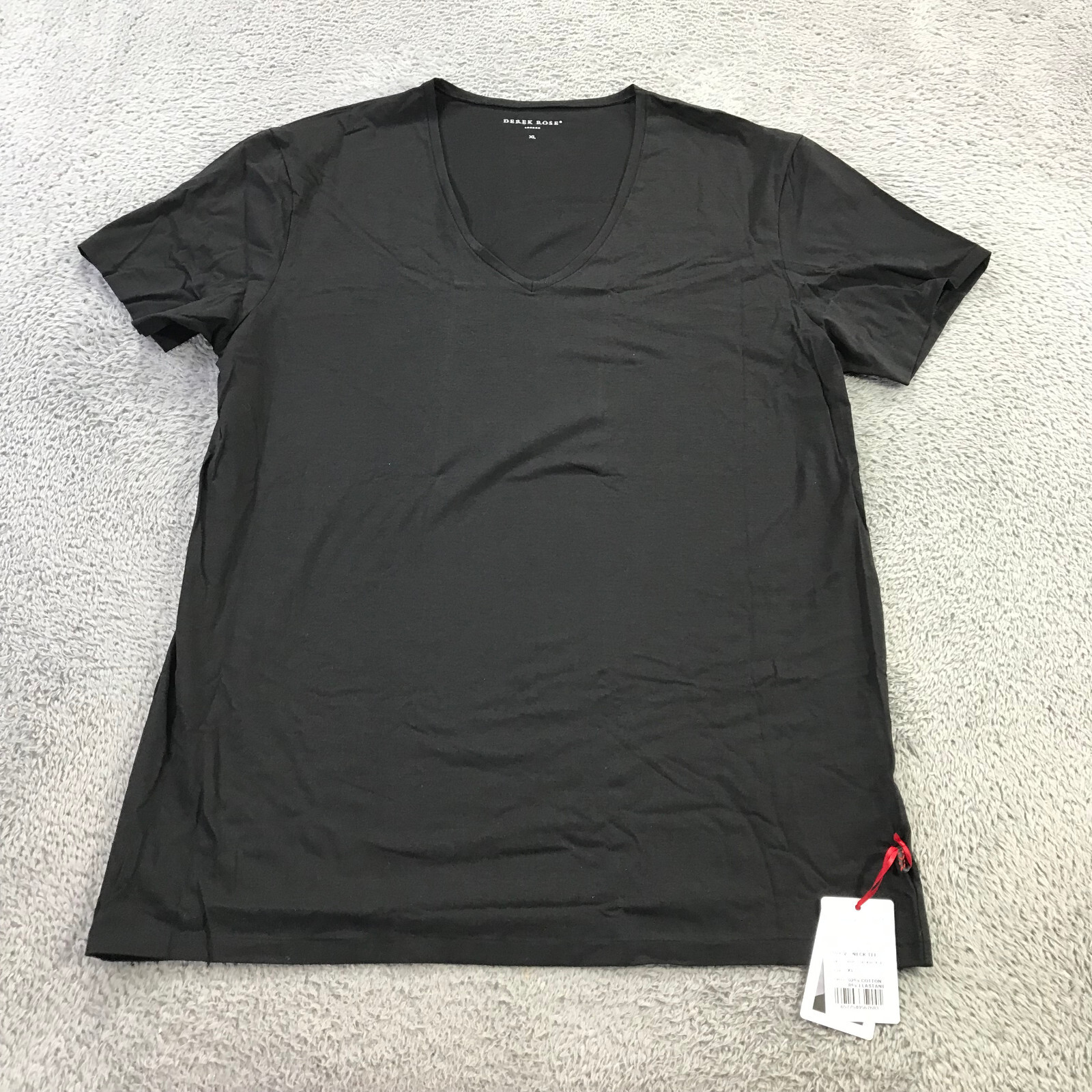 Derek Rose Shirt Mens Extra Large Cotton Stretch T Shirt Black V Neck $115 Elas