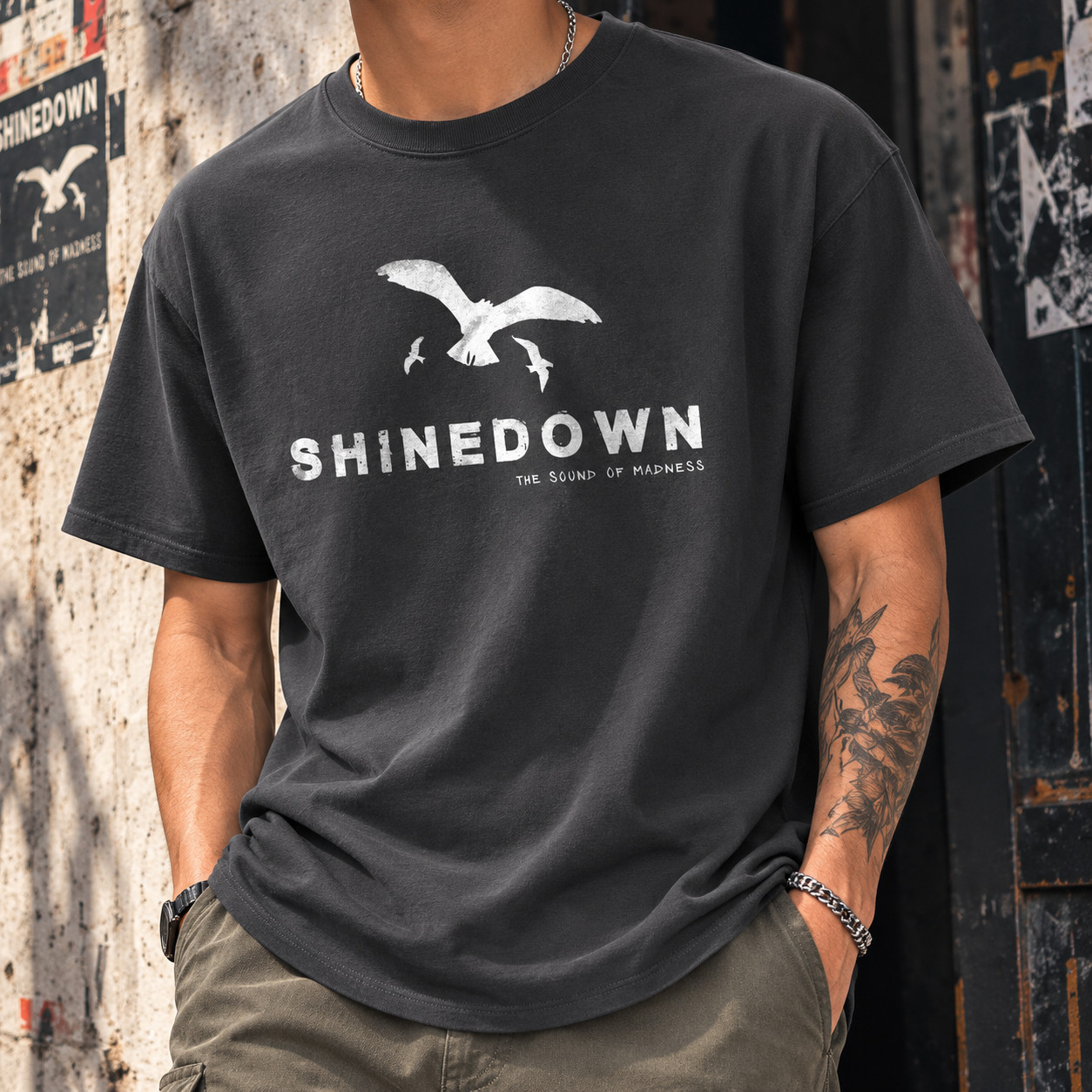 Shinedown The Sound Of Madness Album T Shirt Rock Band Seagull Graphic Music Tee