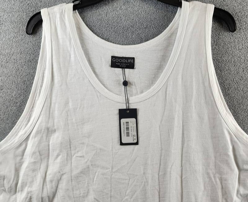 Goodlife Sun Faded Slub Scallop Tank Men’s XXL White Solid Scoop Neck Pullover