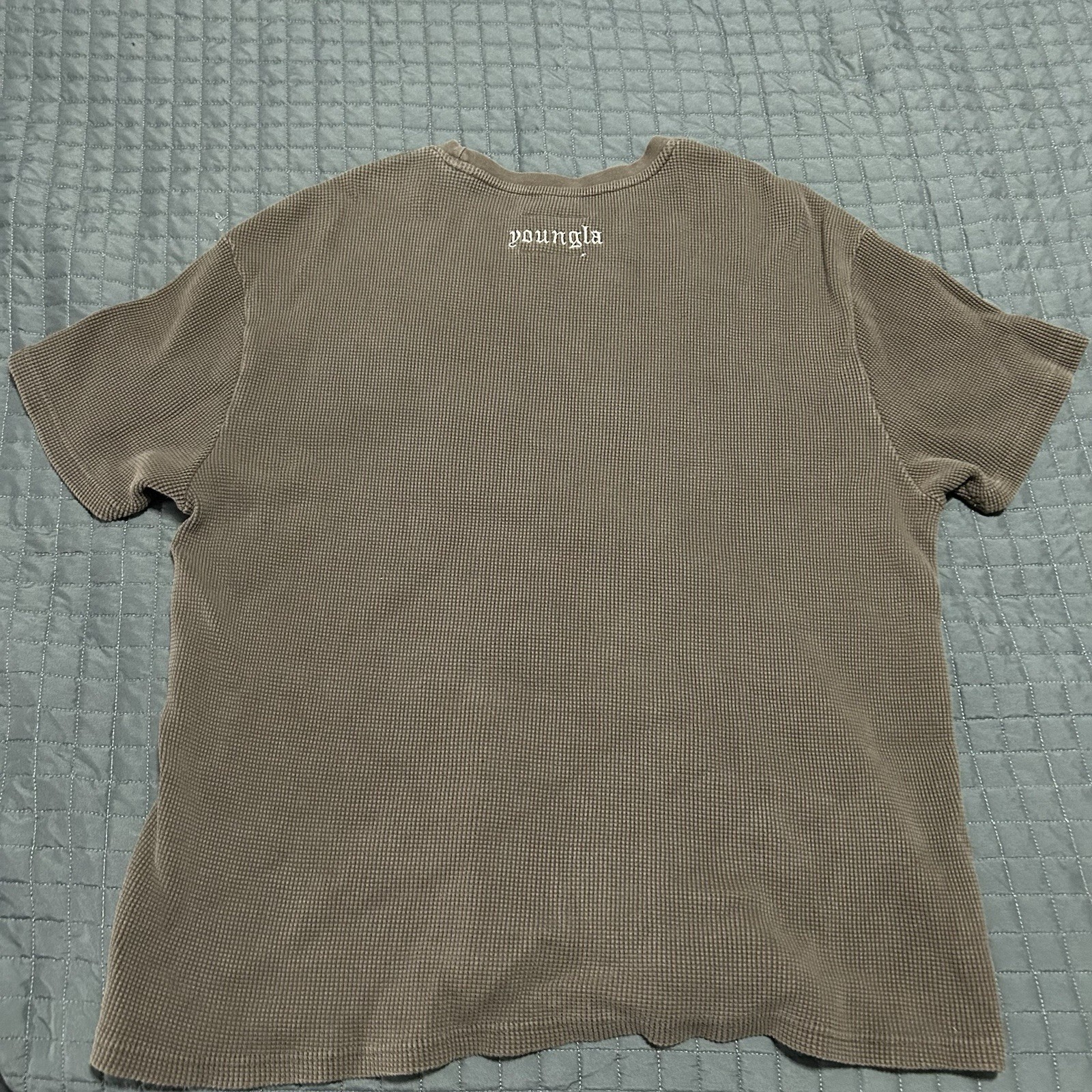 YoungLA Men’s Waffle Knit T-Shirt Lot of 3 Black, Grey and Brown Size Medium