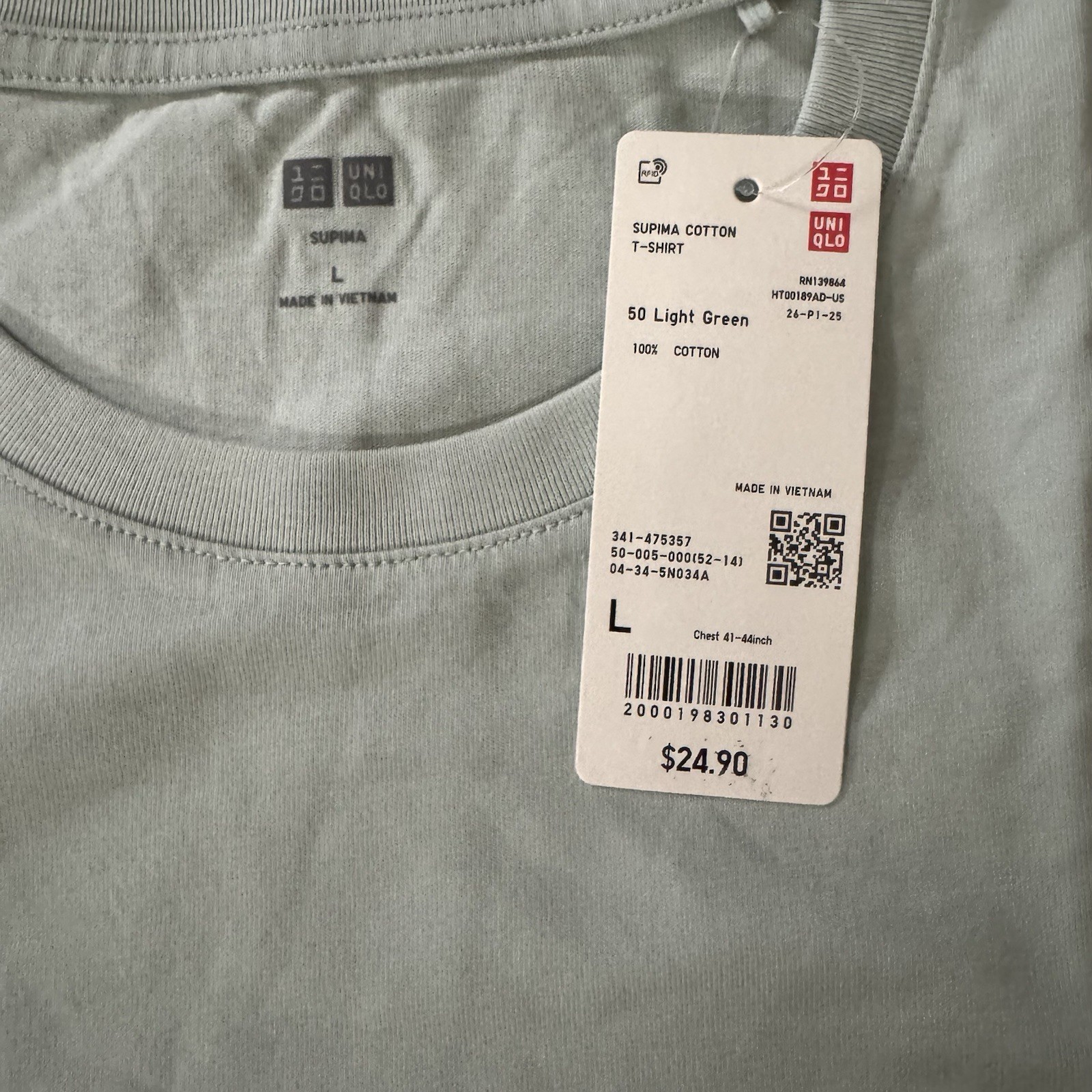 Uniqlo Supima Cotton T Shirt Light Green Size L