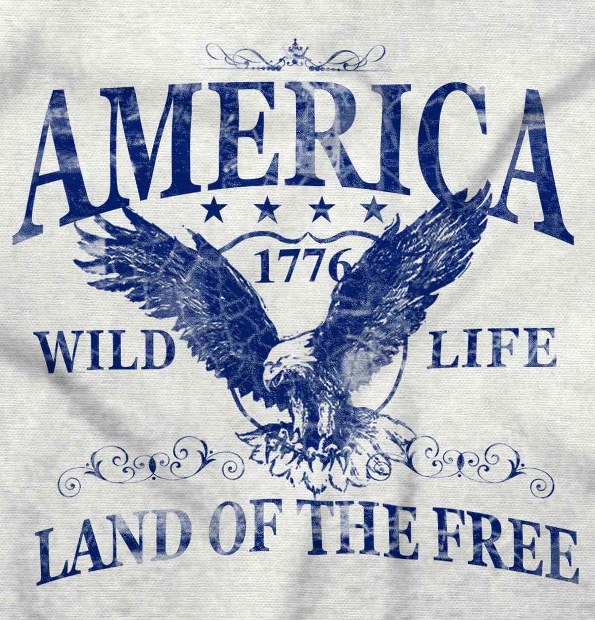 America Wild Life 1776 Land of the Free Adult Short Sleeve Crewneck Tee