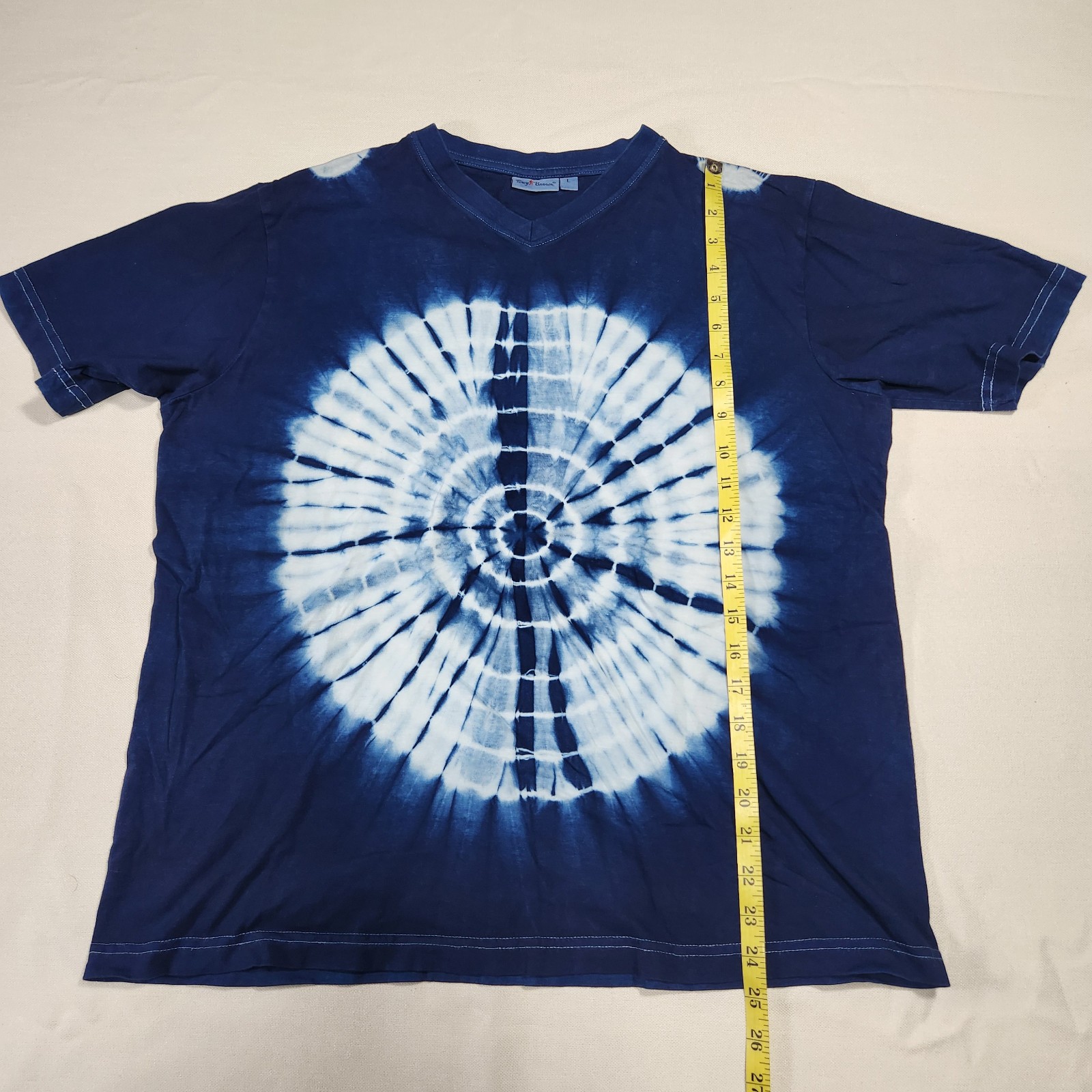 Tie Dye Shirt, Tony Brown, Large, Blue, Front Back and Shoulder Graphics