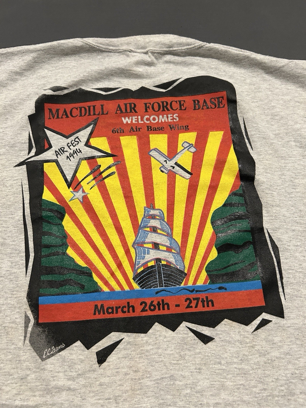 Vintage MacDill Air Force Base Shirt Mens XXL 2XL Grey Jerzees Air Fest 1994 AFB