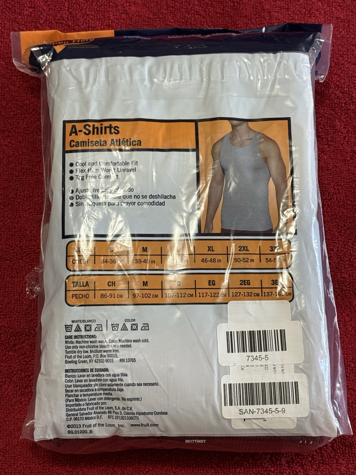 Fruit Of The Loom A Shirt 3XL 4 Pack 4 Color
