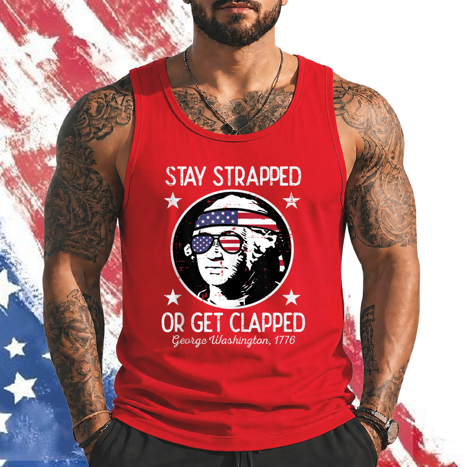 Stay Strapped Or Get Clapped 4th July Washington Men Women Tank Top