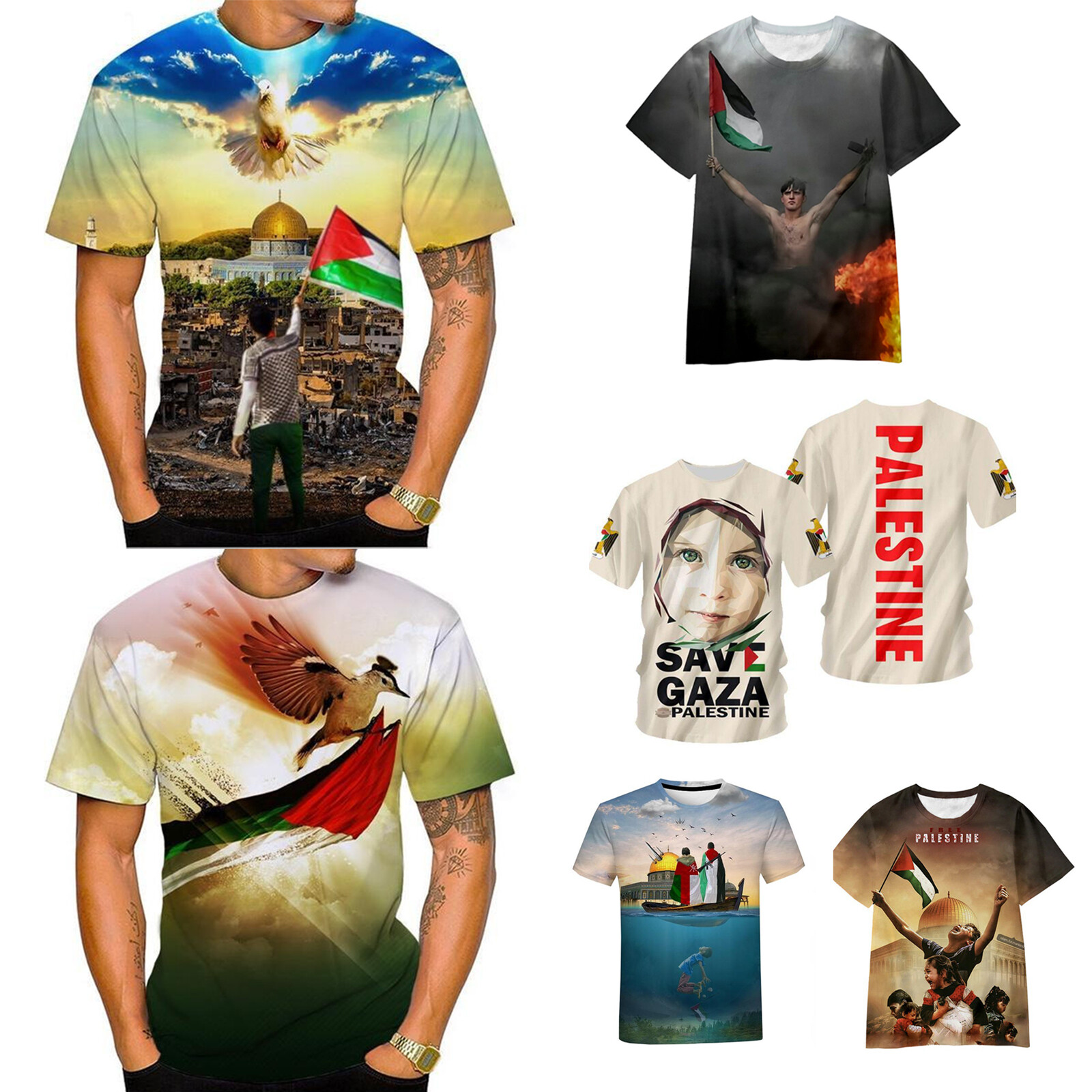 Unisex Free Palestine T-Shirt Palestine Flag Shirt Peace Shirt S-6XL