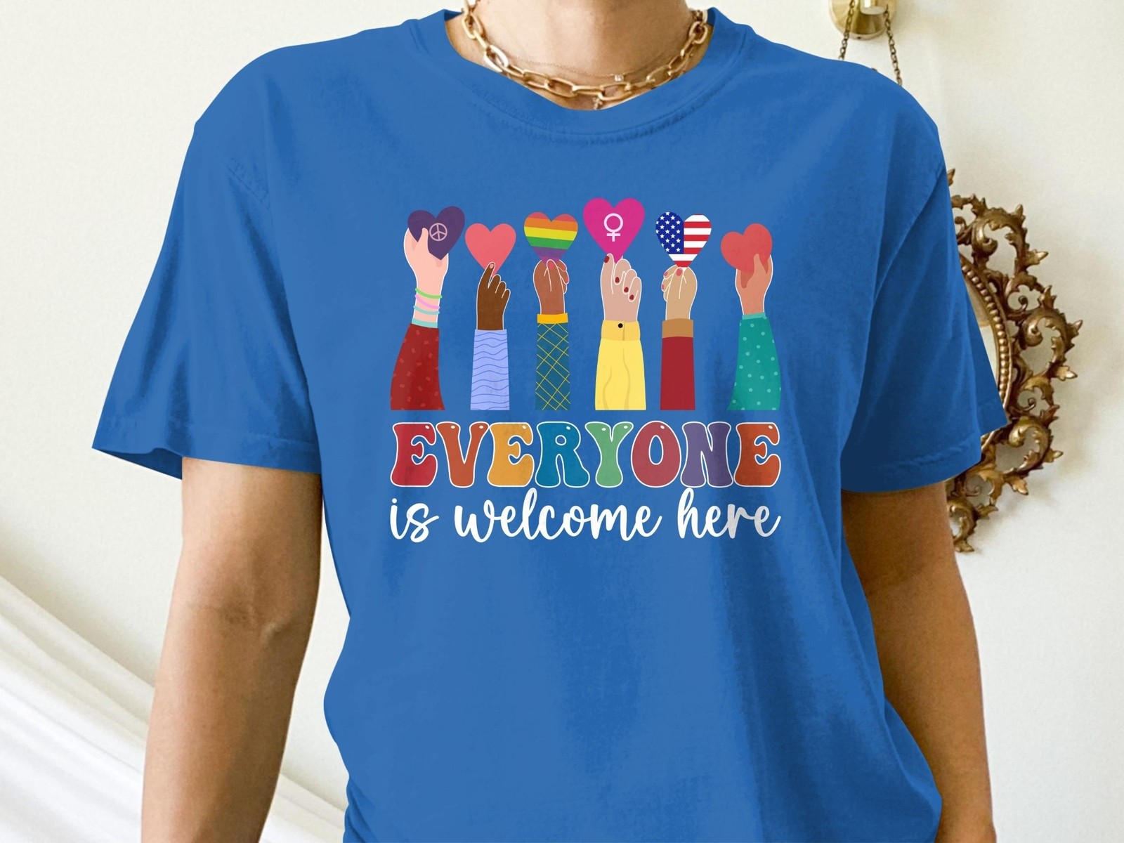 Everyone Is Welcome Here T-Shirt – Inclusive Pride Equality Kindness Tee
