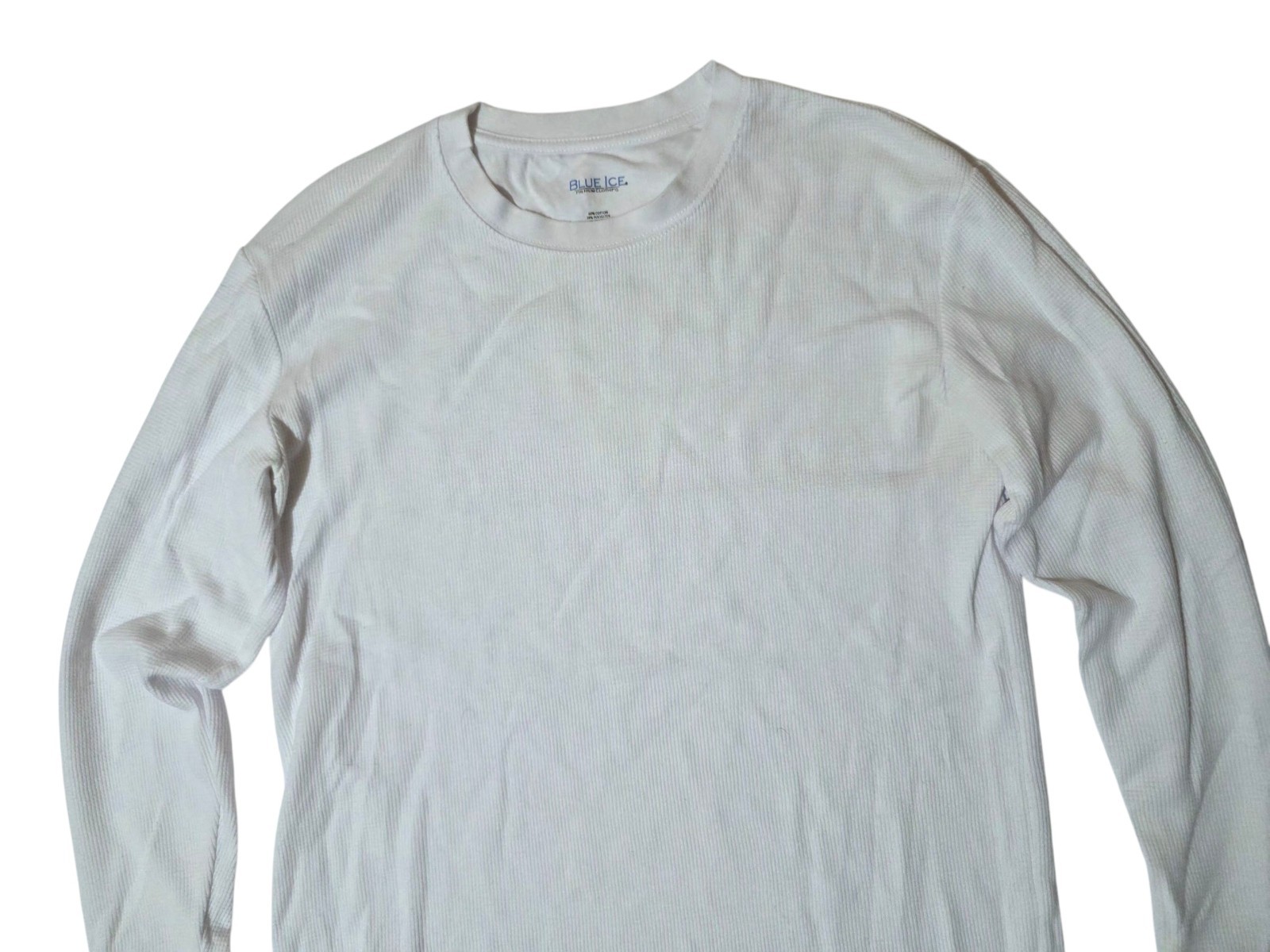 Blue Ice Men’s Long Sleeve White Shirt Cotton Polyester Spandex Blend Size M
