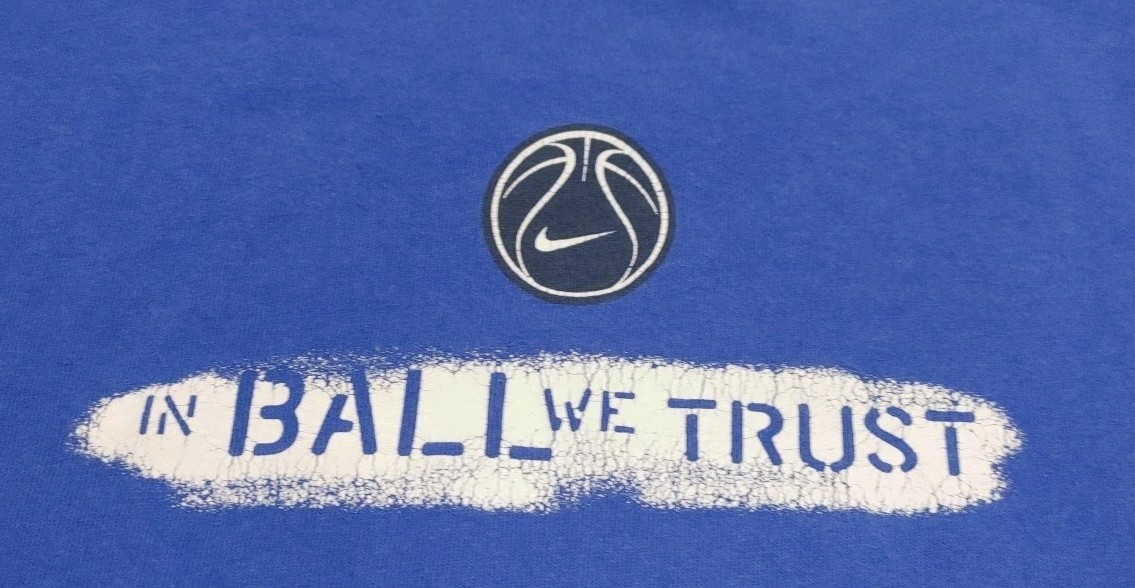 Vintage Nike Basketball Shirt Blue Graphic Sketch Art Made USA 90s Adult XXL 2XL