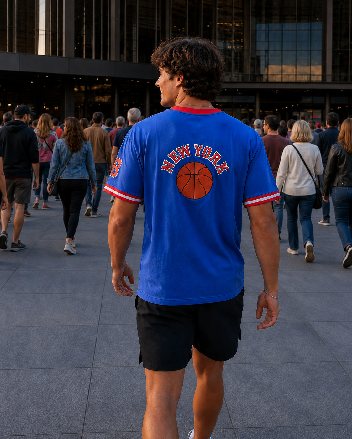 Y2K 212 NYC New York Basketball T Shirt Mens 2XL Blue #8 Hip Hop Tee