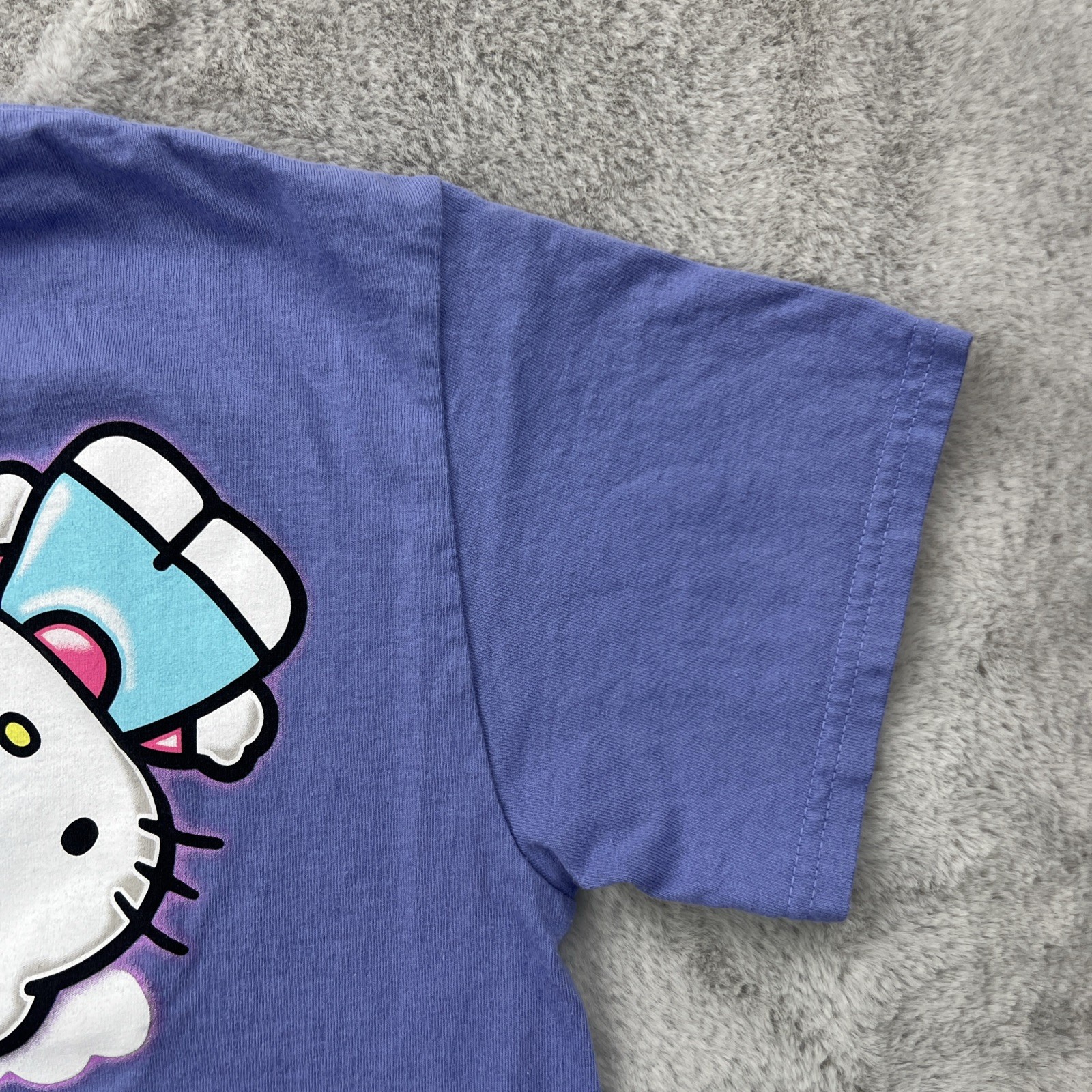 Hello Kitty Shirt Mens Medium Purple Anime Cartoon AOP Double Sided Art Sanrio