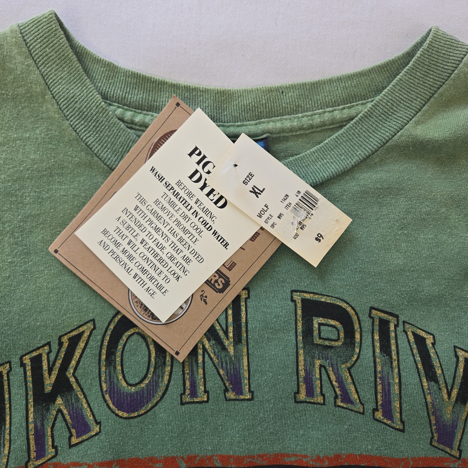 VTG Deadstock 90s Spirit Lake Outfitters Yukon River Wolf T Shirt Sun Tag XL USA