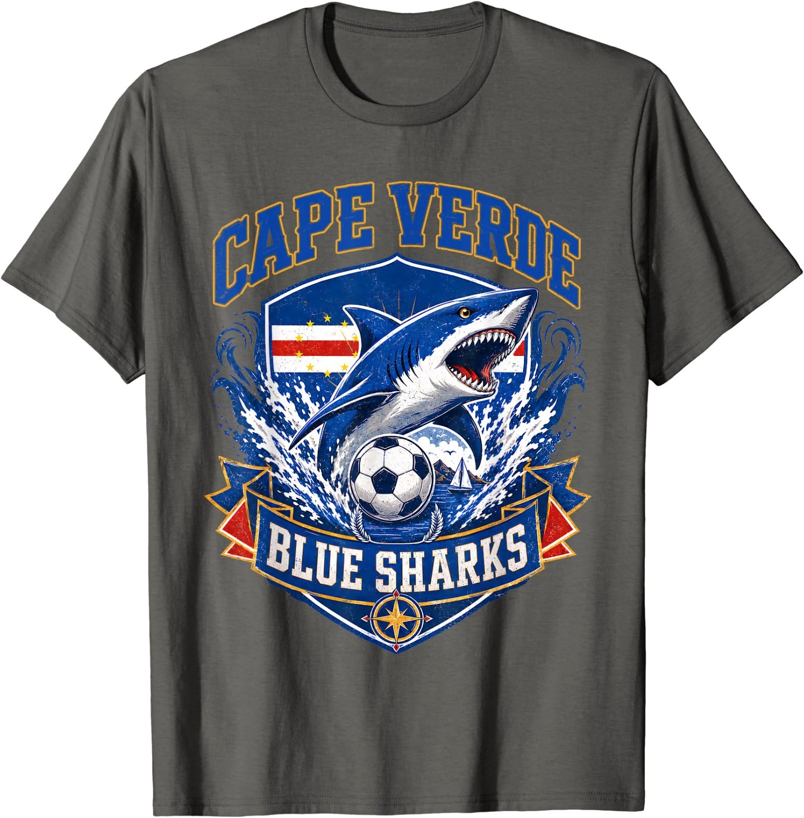 Cape Verde Flag Shark Cape Verdean Roots Cabo Verde Pride T-Shirt